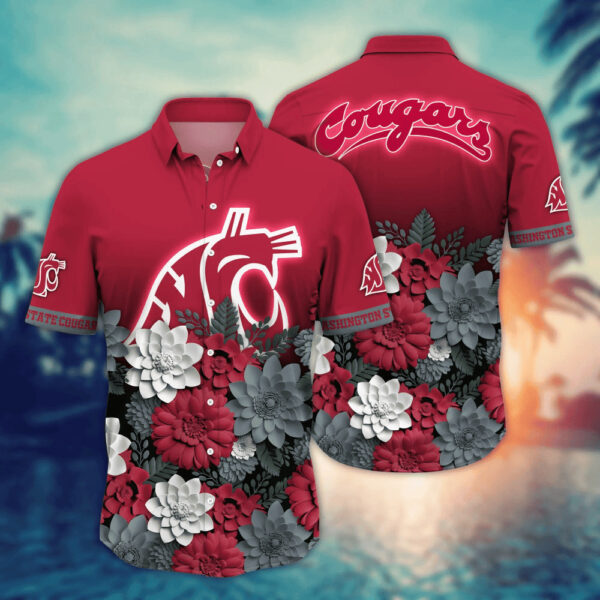Washington State Cougars NCAA1 Flower Hawaii Shirt And Tshirt For Fans, Summer Football Shirts NA49704