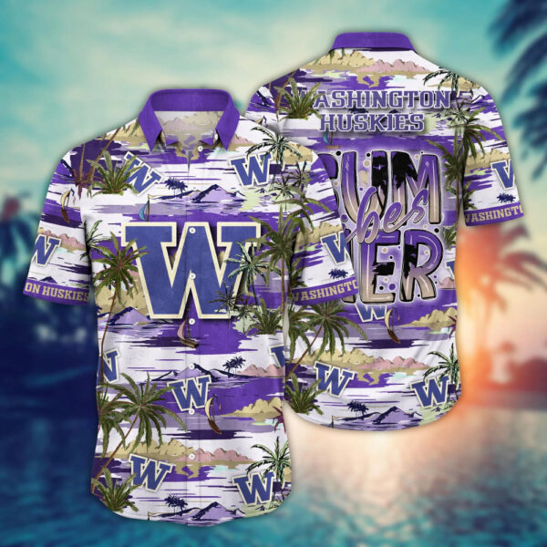 Washington Huskies NCAA1 Flower Hawaii Shirt And Tshirt For Fans, Summer Football Shirts NA49816