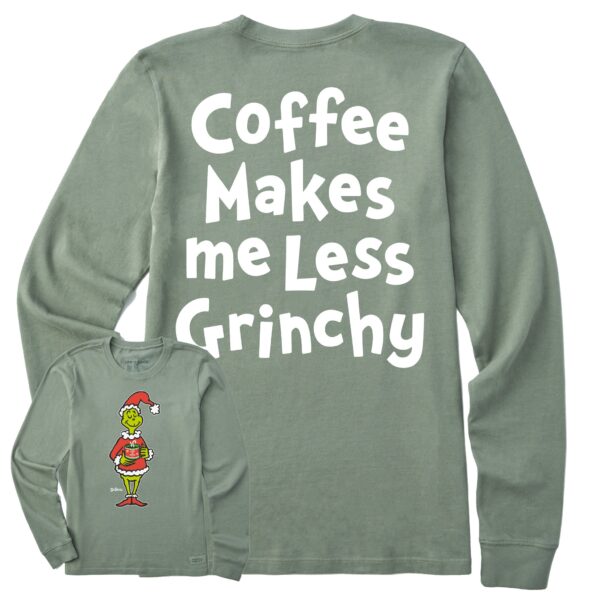 Women's Coffee Makes me Less Grinchy Long Sleeve Crusher Tee - Image 4