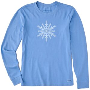 Women's Contrast Snowflake Long Sleeve Crusher Tee