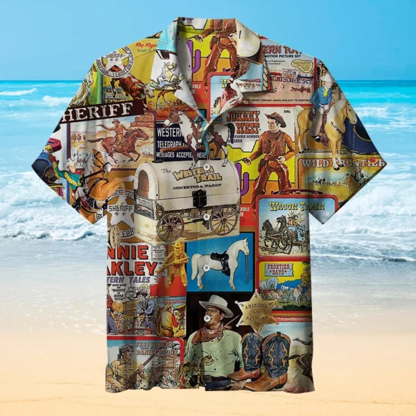 Vintage Western Cowboy Hawaiian Shirt