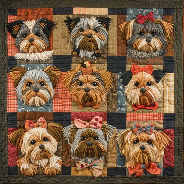 Cute Yorkshire Terrier Dogs WJ1107004CL Quilt - Image 2