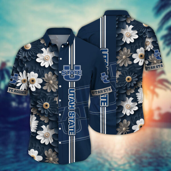 Utah State Aggies NCAA3 Flower Hawaii Shirt And Tshirt For Fans, Summer Football Shirts