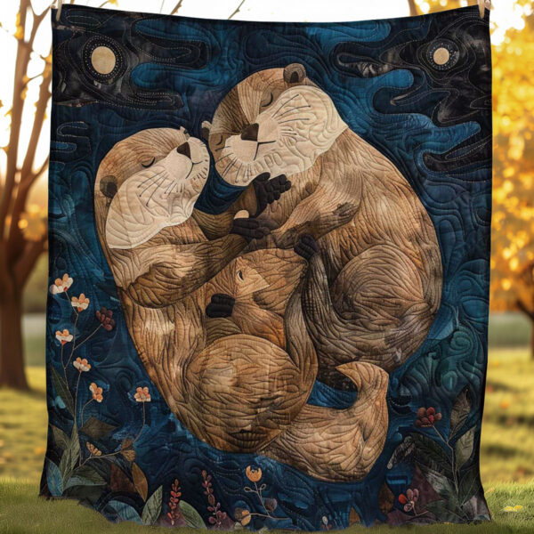 Hugging Otters Night WP2907010CL Quilt - Image 3