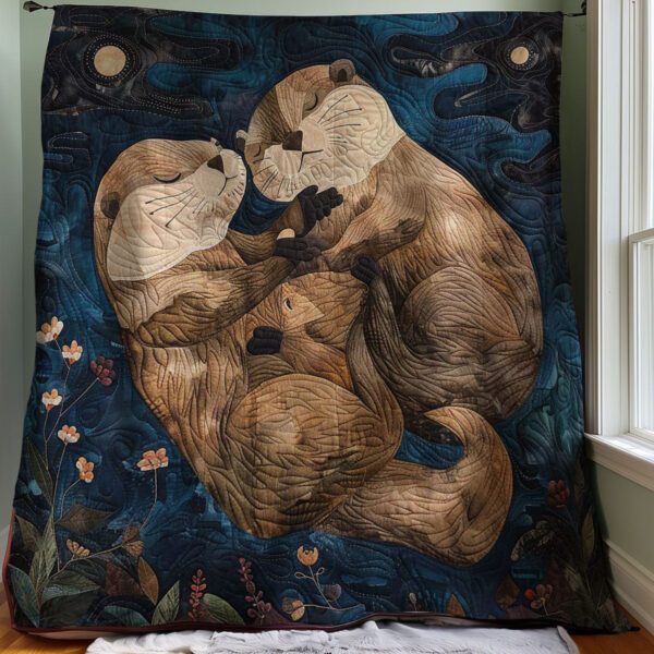 Hugging Otters Night WP2907010CL Quilt - Image 4